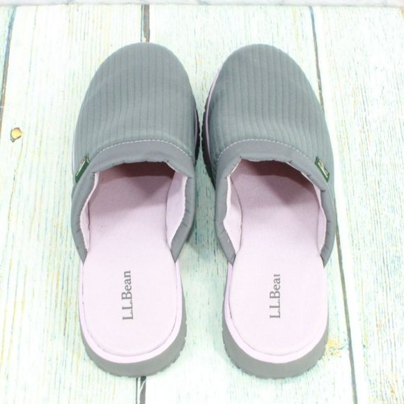 LL Bean Gray Polyester Slip On Airlight Scuffs Indoor Slippers Size 10 M - Picture 7 of 9